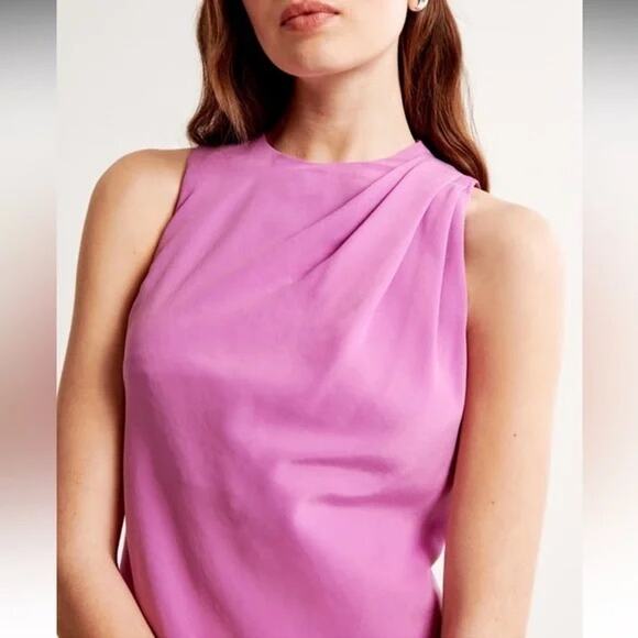 Abercrombie & Fitch High-Neck Column Midi Dress in Orchid Size Large - Picture 3 of 16